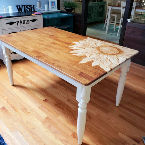 Rustic/Shabby-Chic Hand stained sunflower dining table