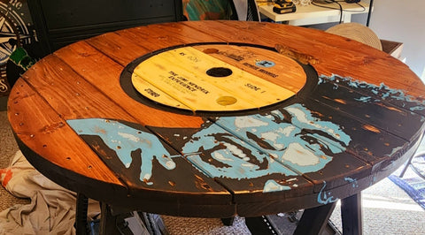 Jimi Hendrix Table: 48-inch wood spool table top