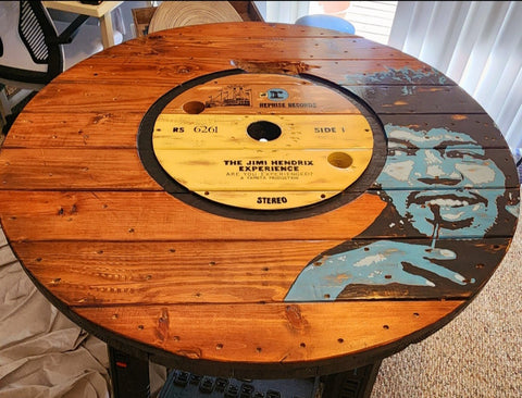 Jimi Hendrix Table: 48-inch wood spool table top